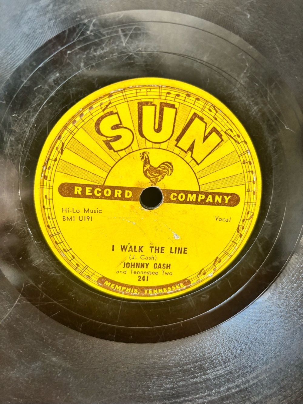 Johnny Cash – I Walk The Line / Get Rhythm – SUN 241 Sun Records 78 RPM